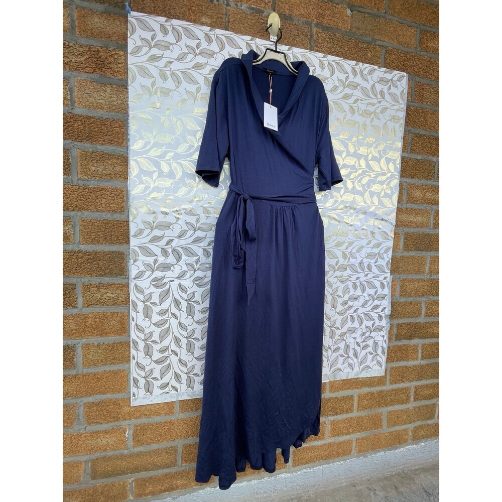 Quince Blue Tencel Lyocell Wrap Maxi Dress XL | Minimalist Quiet Luxury NWT - Picture 3 of 12